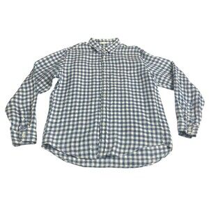 J. Crew Factory Blue and White Gingham Button-Down Shirt